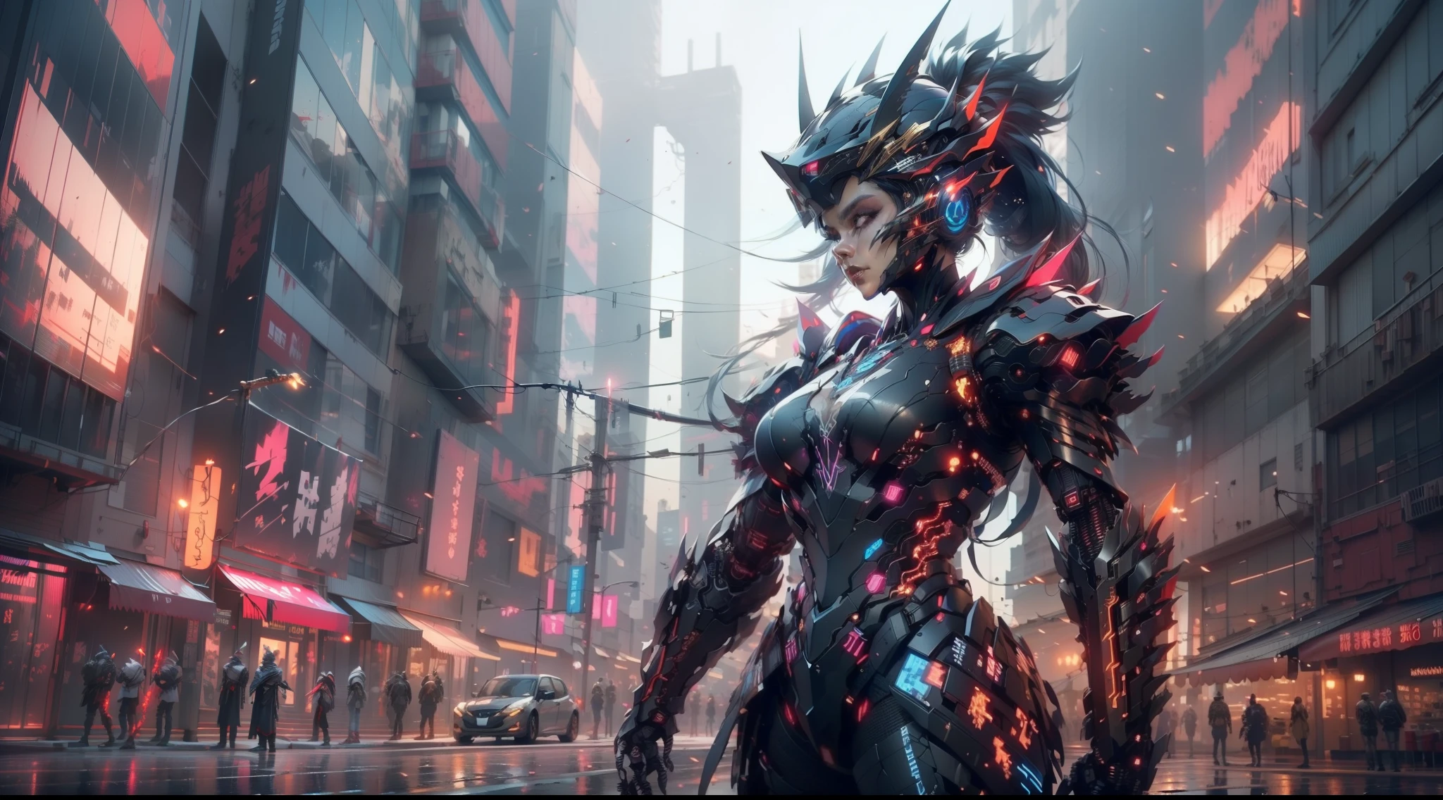Cyberpunk Samurai, 8k octane 3d render, 8 k octane detailed render, very beautiful cyberpunk samurai, cyberpunk art ultrarealistic 8k, fantasy style 8 k octane render, octane 8k render, octane 8 k render, cyberpunk flame suit,high - tech,katana swords