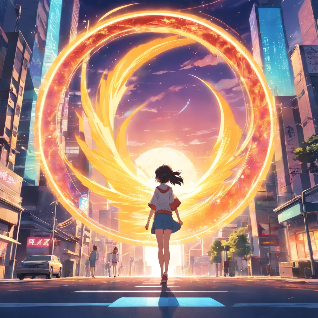 Dimensional portals, wormhole, portals from another dimension, portals appearing in the city, destruction scene, epic, otherworldly portals appearing,Red and yellow tones, special effects, dimensional rifts, vibrant colors, detailed lines, webtoon anime style, perfect painting, high resolution, incredible quality, 16k, Full HD, epic scene