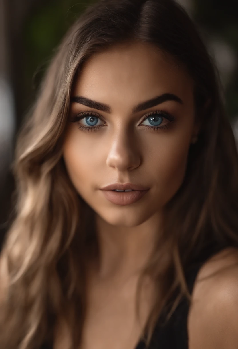 Arafed Mujer con camiseta sin mangas y bragas a juego, tetas talla C, Chica sexy con ojos azules, Retrato Sophie Mudd, brown hair and large eyes, selfie de una mujer joven, Ojos del dormitorio, Violeta Myers, sin maquillaje, Maquillaje natural, staring directly into camera, cara con artgram, maquillaje sutil, Impresionante foto de cuerpo completo, escote, en el centro comercial