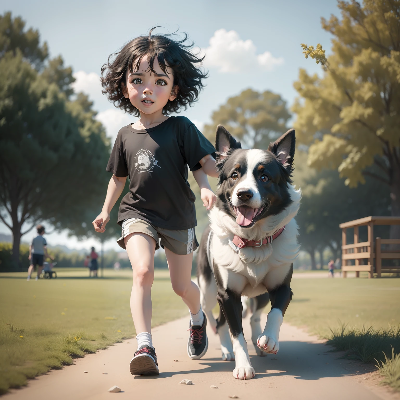 Make a Border Collie Dog, Playing in the park with a , Full realista 8k