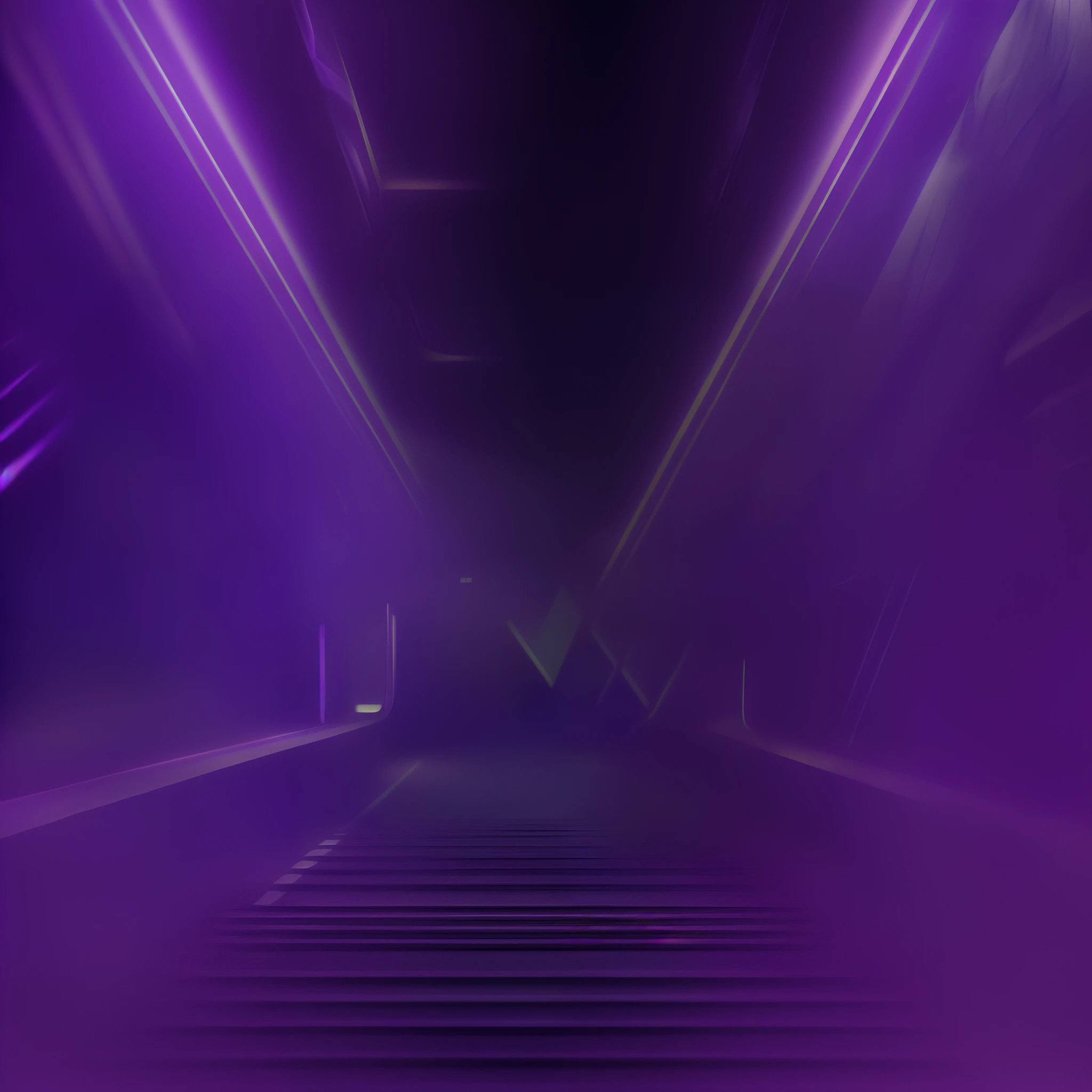 Purple and black abstract background with stairs and lights, Volumetric violet lighting, Purplish space in the background, Spaceship corridor background, Salle futuriste, Purple ambient light, Purple stage lighting, Futuristic background of the room, Background with neon lighting, liminal space hallway, cyberpunk background, Futuristic volumetric lighting, Neon-black context, The background is purple, Scifi Contexte