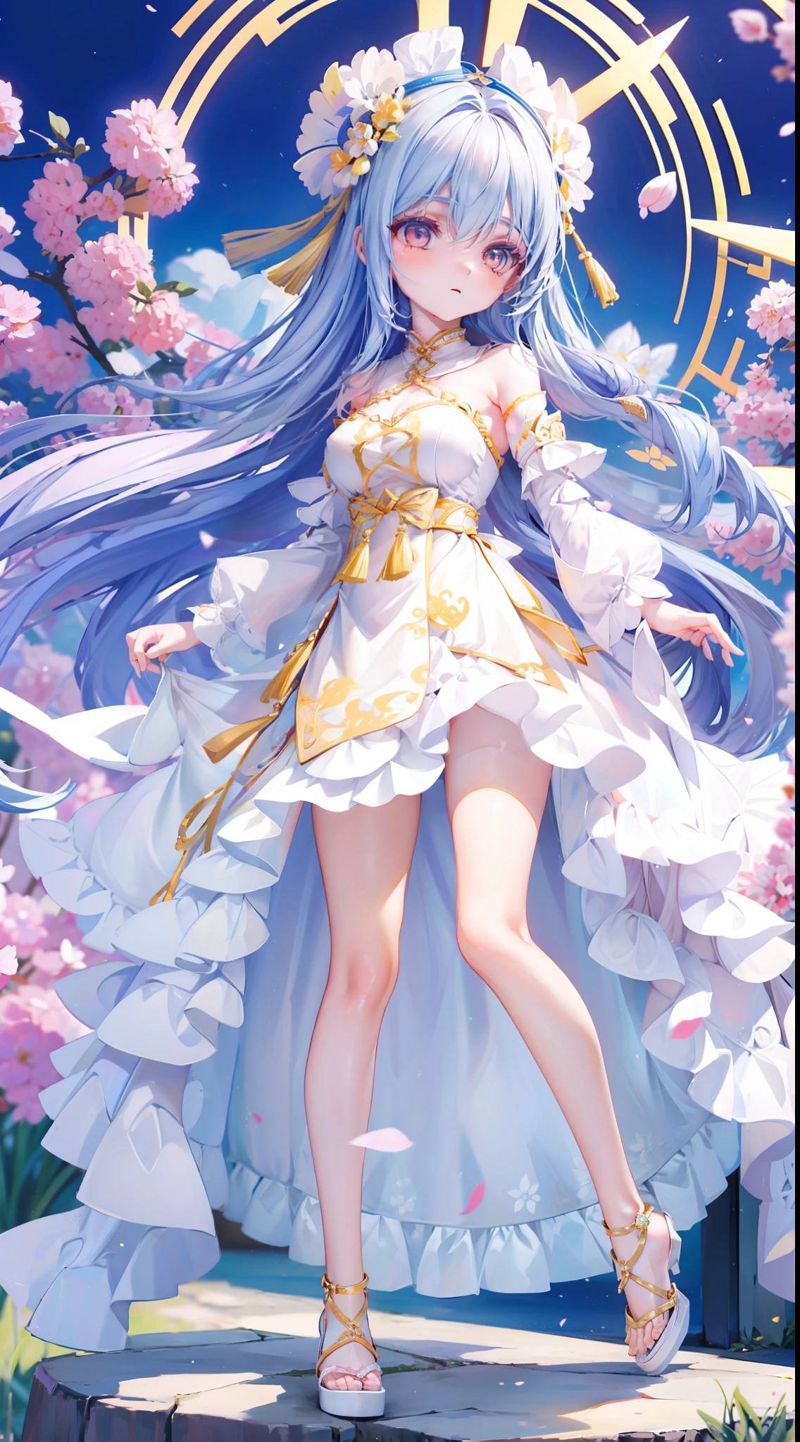 A beautiful and charismatic loli character，Her appearance is very eye-catching。Has long silky hair，And a pair of big bright eyes，Her face is delicate，It gives a gentle and elegant feeling。Additionally，Teresa also wore a white dress，The design of this dress is very beautiful，Also suitable for her figure。trpical garden，Lavender flower garden，generally，Attractive appearance，Make a lot of players fall in love with it。