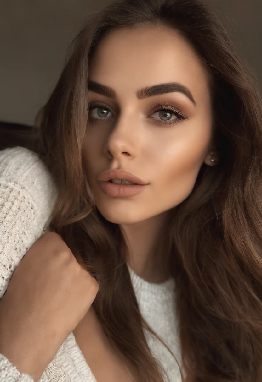 Arafed Mujer con senos expuestos, Chica sexy con ojos marrones, Retrato Sophie Mudd, brown hair and large eyes, selfie de una mujer joven, Camera eyes, Violeta Myers, Sin maquillaje, Maquillaje natural, staring directly into camera, Cara con Artgram, Maquillaje sutil, Gran foto de cuerpo entero, in the room, Topless