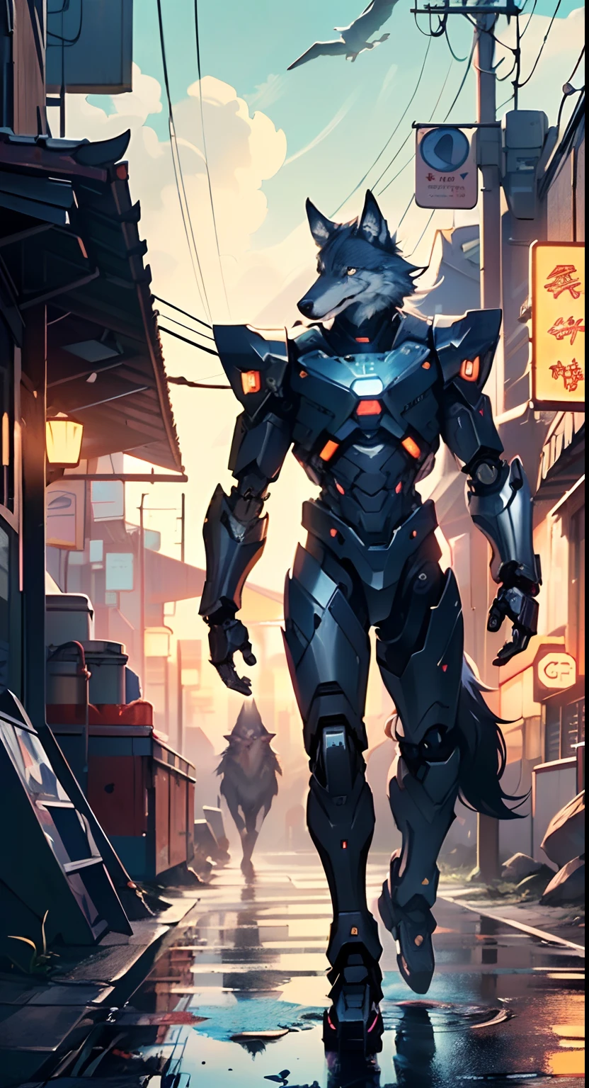 (((A mechanical wolf,cyborg wolf,cyborg-wolf,animal,wolf robot))),no human,detailed wolf,intricate mechanic wolf,robot animal,

(dynamic pose:1.0),solo focus,(centered,scale to fit dimensions,Rule of thirds),

(dynamic pose:1.0),solo focus,embarrassed,(centered,scale to fit dimensions,Rule of thirds),

cyberpunk city by the ocean at night, with bright neon signs and dark stormy clouds and puddles, scenery:1.25,

highres, sharp focus, (ultra detailed, extremely detailed), (photorealistic artwork:1.37),(extremely detailed CG unity 8k wallpaper),((synthwave background theme)),(((vibrant colors))),(intricate background),(masterpiece),(best quality),