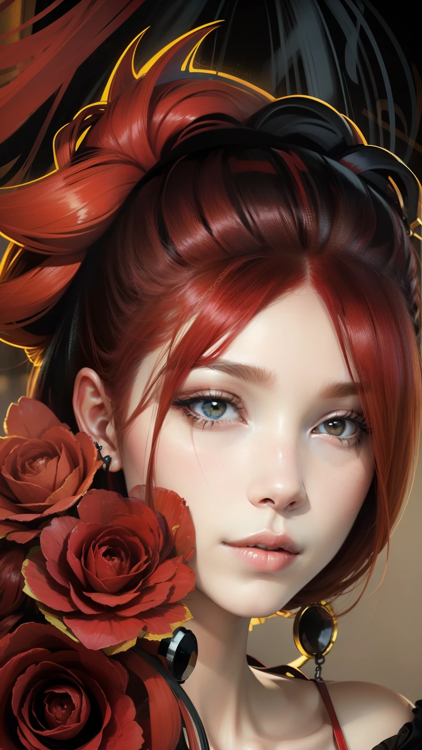 i girl realistic, red hair, beautiful face