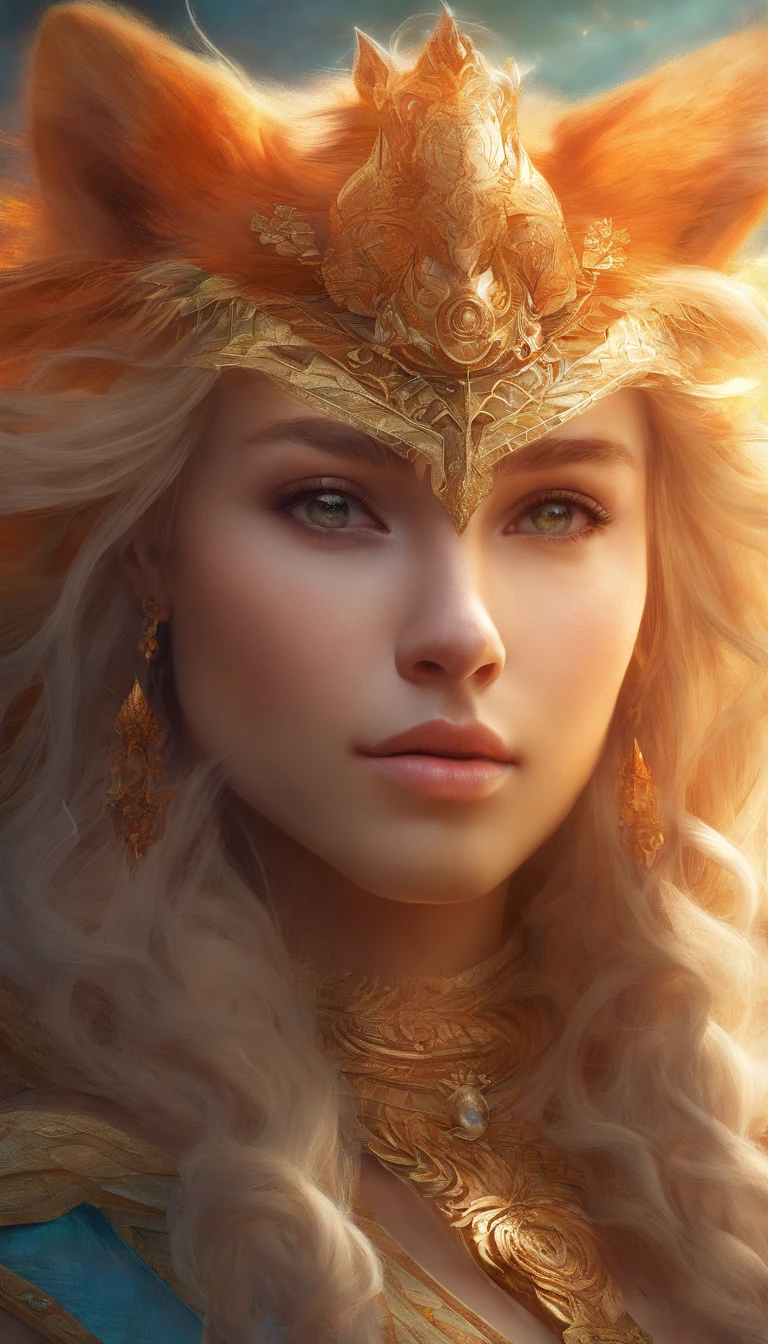 Super detailed beautiful girl, With the fierce lioness, Cinematic, Cinematic light, Realistic, 3D rendering of, Highly detailed face, Highly detailed, Realistic looks, Lifelike, Realistic girl, highly detailed hair, highly detailed surreal vfx,oc rendered,Shoot with 70 mm - AR