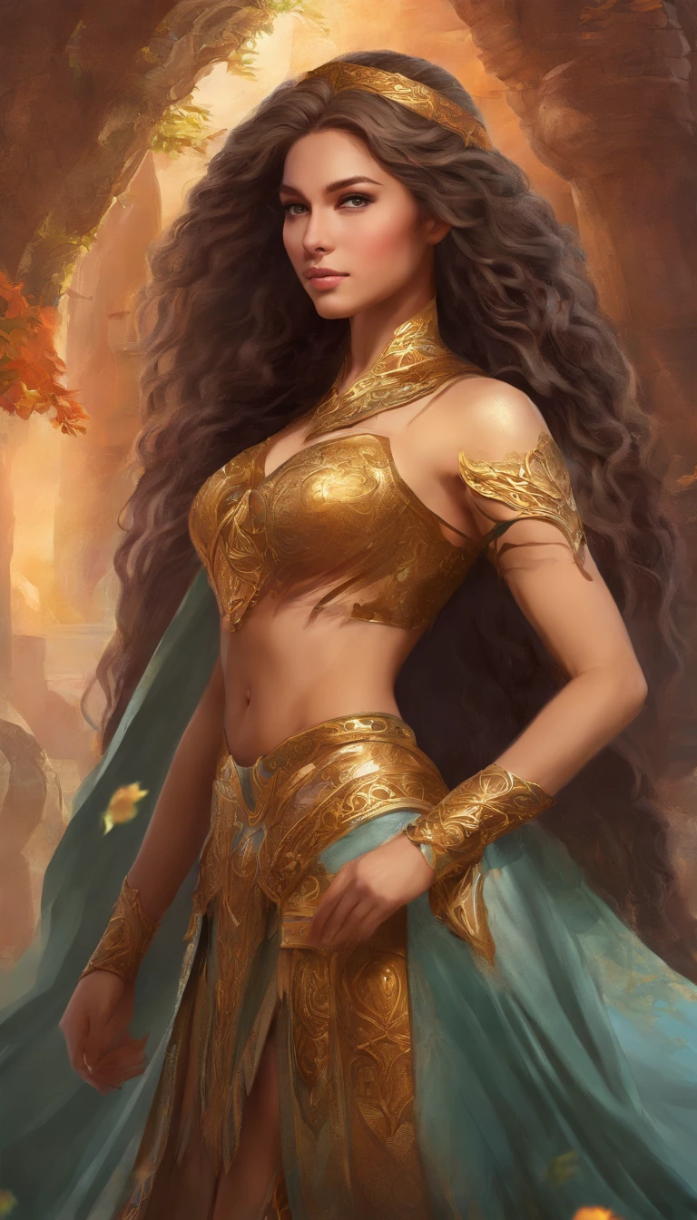 (best quality, masterpiece), 1woman, pose, dwarf, female dwarf, fantasy, braids, stout, wide body type, large breasts, huge breasts, wide hips, short, shortstack, mountain dwarf, pants, boob window, long hair, braided hair, 5 feet tall, short height