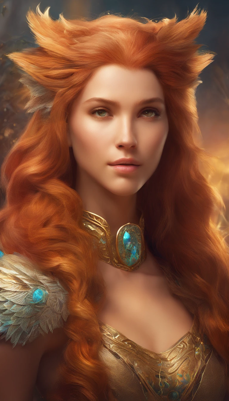 Super detailed beautiful girl, With the fierce lioness, Cinematic, Cinematic light, Realistic, 3D rendering of, Highly detailed face, Highly detailed, Realistic looks, Lifelike, Realistic girl, highly detailed hair， highly detailed surreal vfx，oc rendered，Shoot with 70 mm - AR