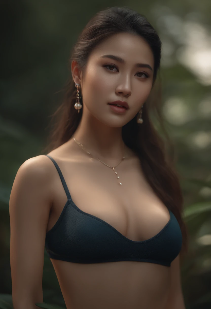 highres,4k,HDR,1girl, photorealistic, realistic,sweat skin, thin face,yangmi,heavy makeup, standing,(((half body))), medium breasts,earing ,