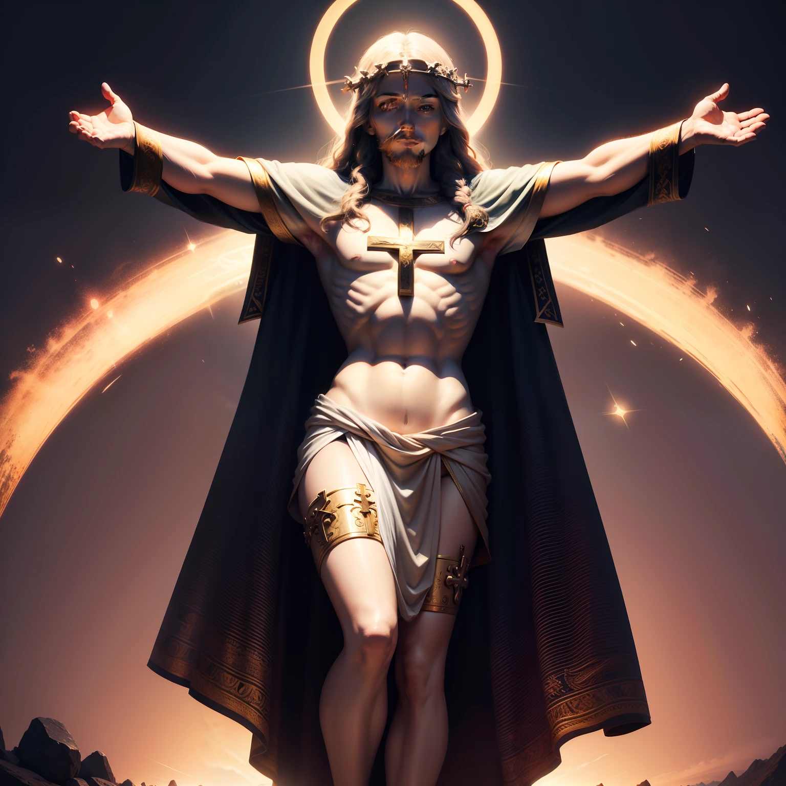 AI Art of the Cross, Mystical representation of Christ, Images of God in 8K resolution,fullbody image,