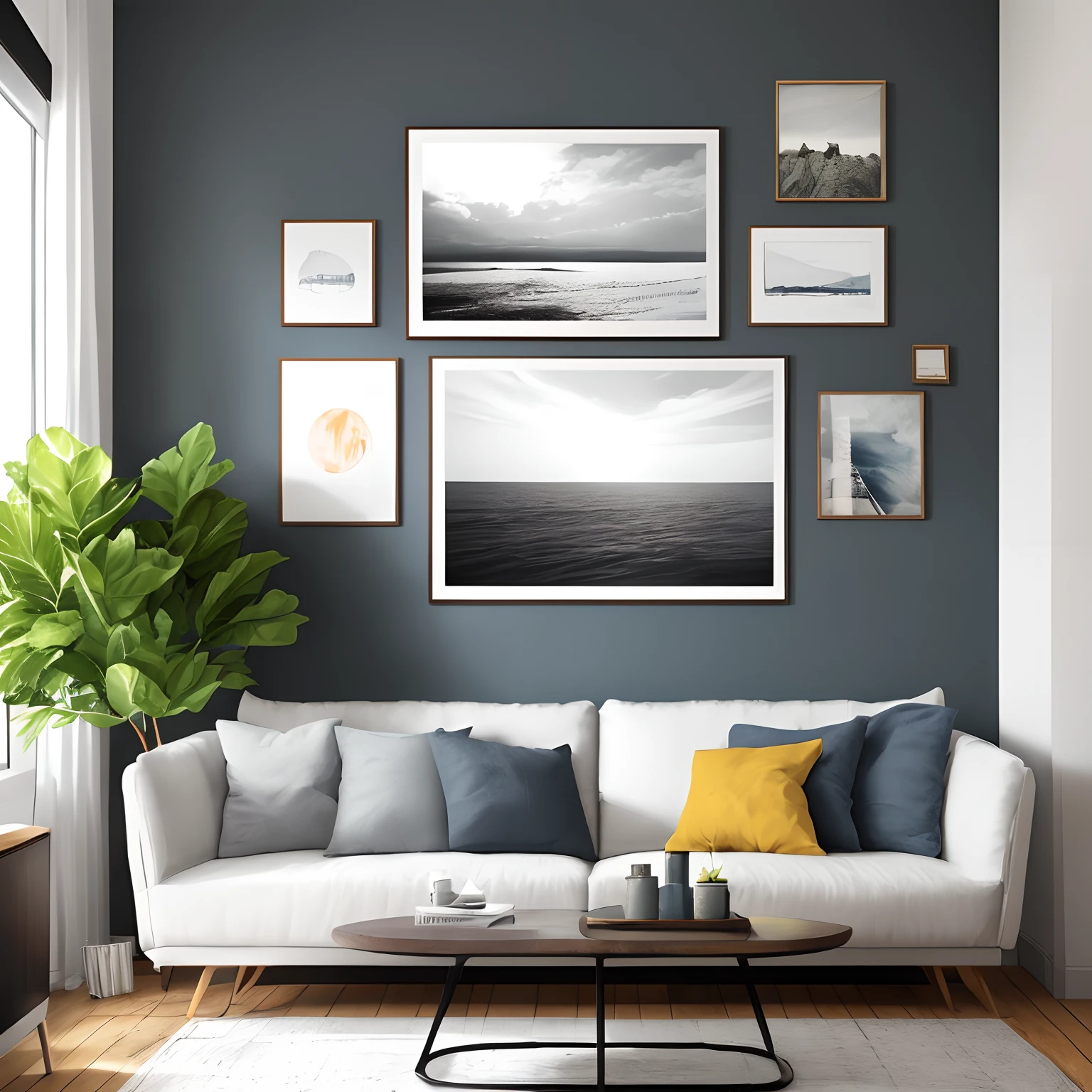 Living room mockup for wall art, realistic.