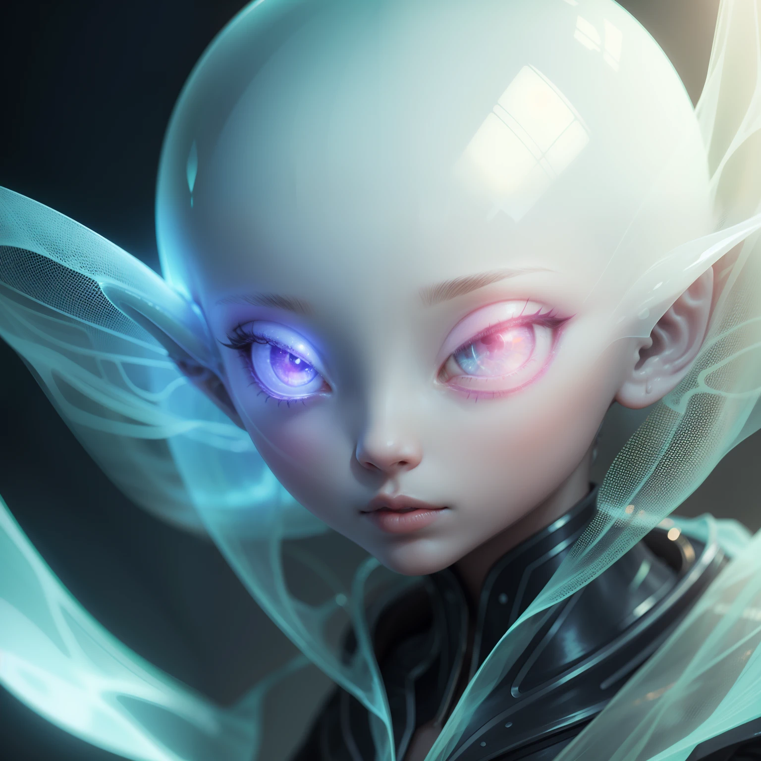 Translucent ethereal alien close-up