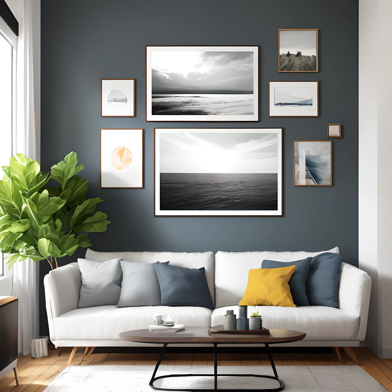 Living room mockup for wall art, realistic.
