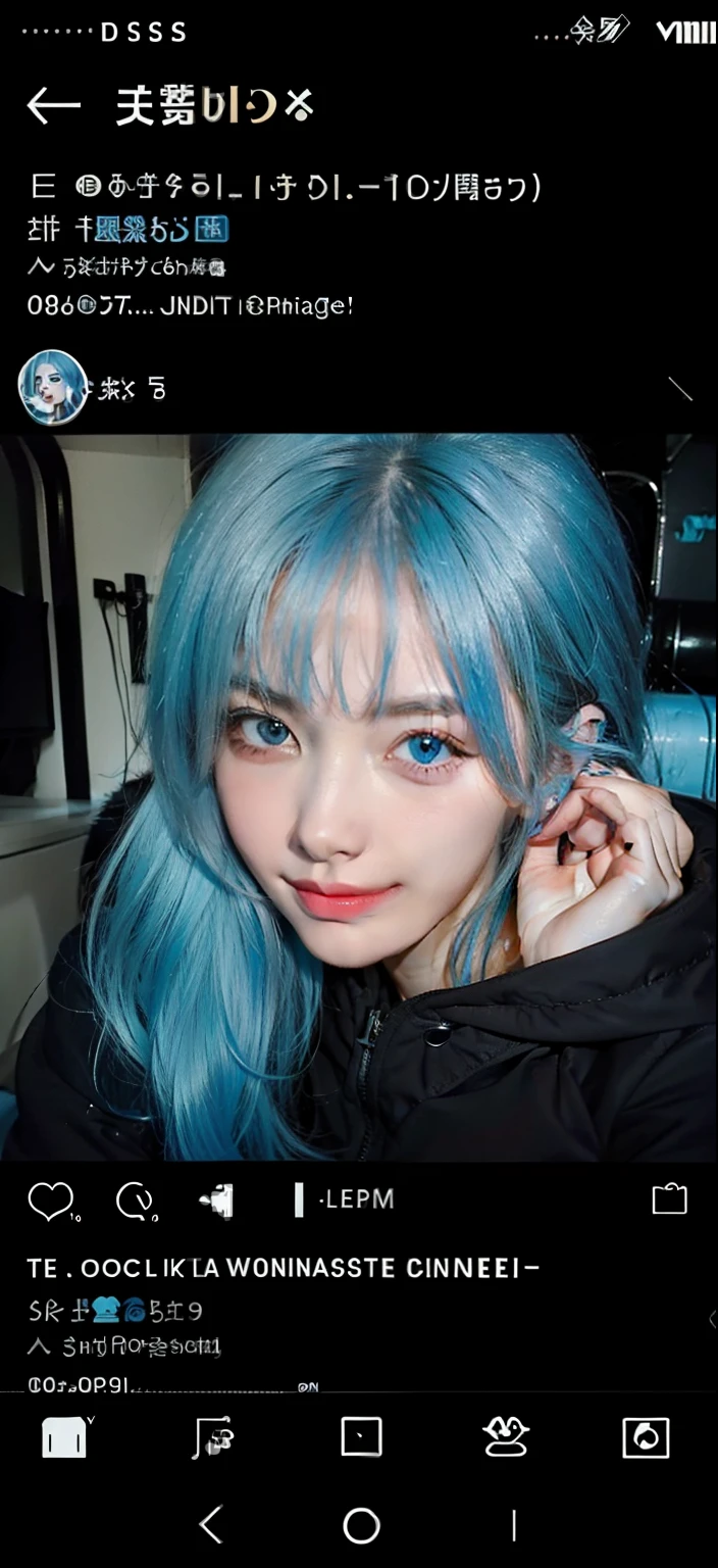 1 girl, blue hair, smirk, innocent face, high quality, masterpiece