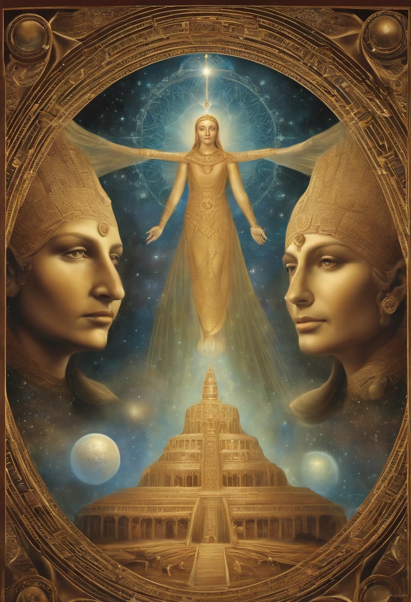 In a majestic Cosmic Temple, set on an Extraterrestrial Mothership, the Old Council of the Stars meets. Esses seres, from various cosmic civilizations, they are the guardians of universal wisdom. Each is unique in appearance, refletindo a diversidade de suas origens.

The Elders wear ethereal robes, adorned with symbols of sacred geometry that radiate ethereal light. Their heads are a marvel of diversity: some have elongated heads, others have bald heads, e alguns ostentam olhos multifacetados gigantes.

Dentro deste templo, They share their perspectives through telepathic communication, Transmitting ancestral knowledge and interdimensional science. Seus serenos semblantes irradiam amor incondicional, and your souls are in resonance with the frequencies of universal peace.

in the meeting room, the Elders connect with parallel realities and explore hyperspace. They are beings of light who emanate energetic harmony, and each one brings with him the stellar wisdom of his civilization.

Enquanto discutem, transcending human understanding is his divine purpose. They are masters of quantum healing and cell regeneration. Dresses with bio-organic appendages, incorporate advanced technology and controlled atmosphere.

Neste majestoso conselho, The cosmic unity is palpable, and spiritual evolution is the central focus. They are the guardians of interdimensional science, the multidimensional beings who share cosmic serenity with those who seek the wisdom of the stars.