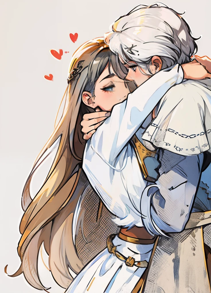 ((White hair with detailed strokes))