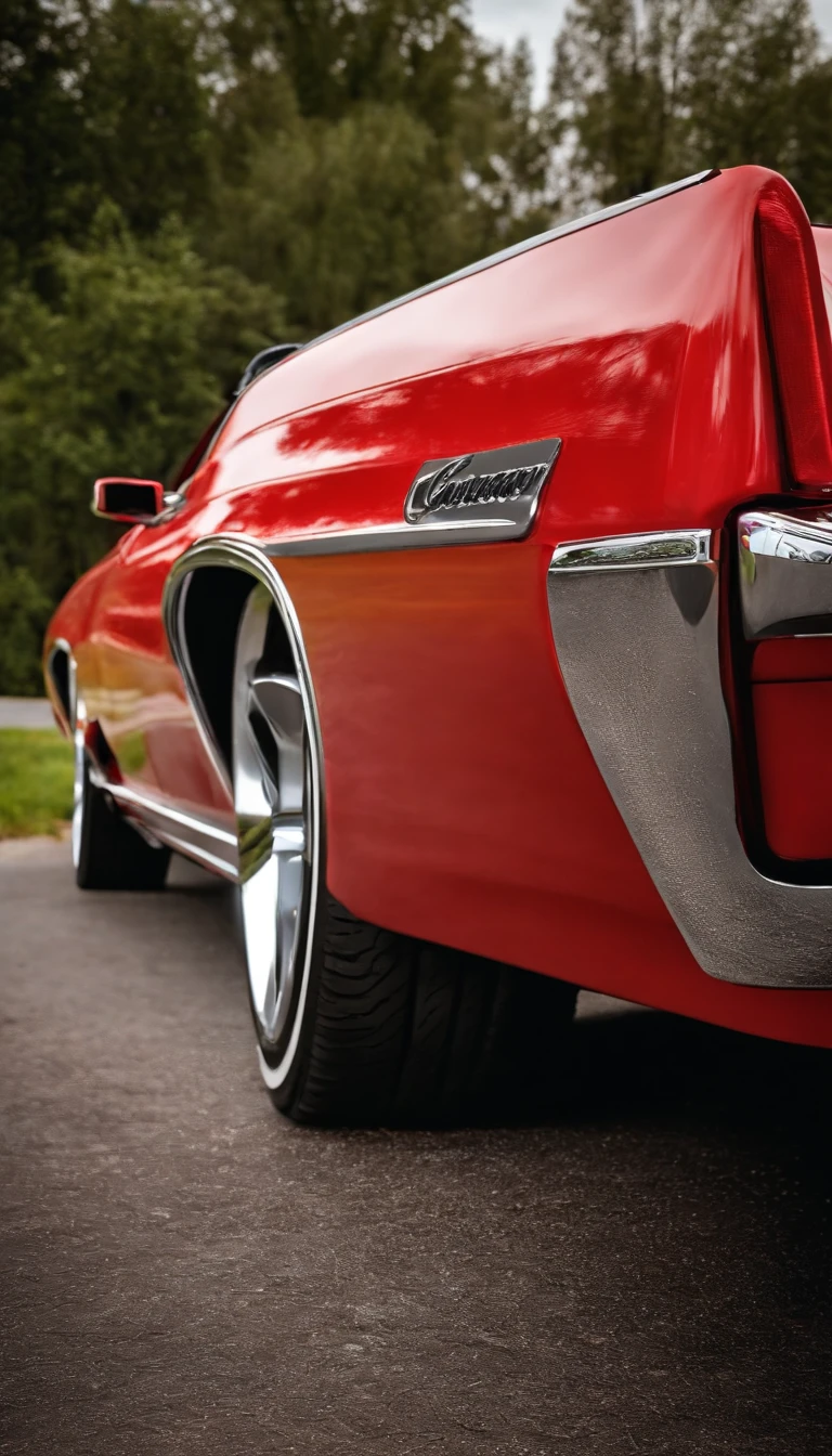 Red cougar convertible car with 18 chrome rim wheels