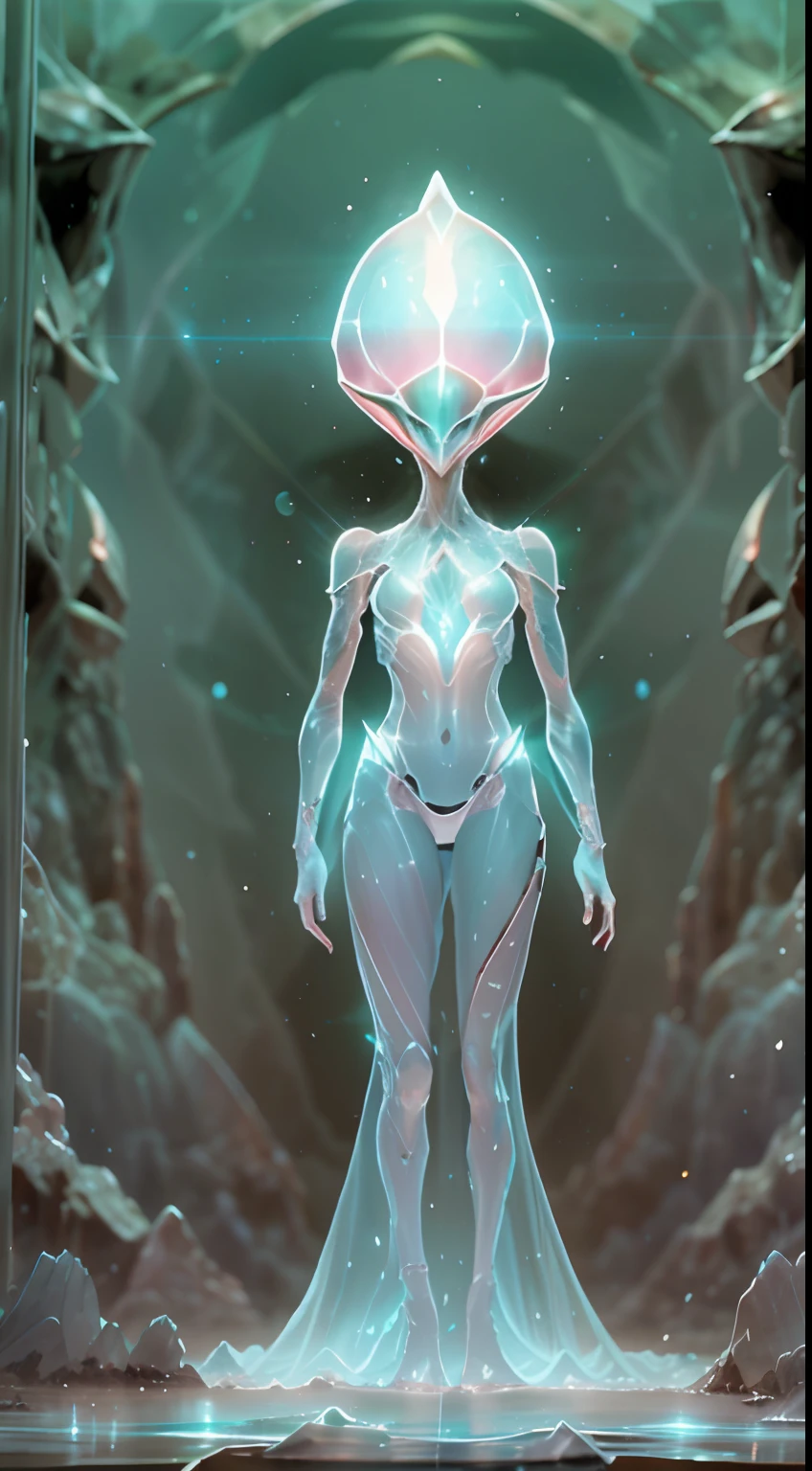 Translucent ethereal alien warrior