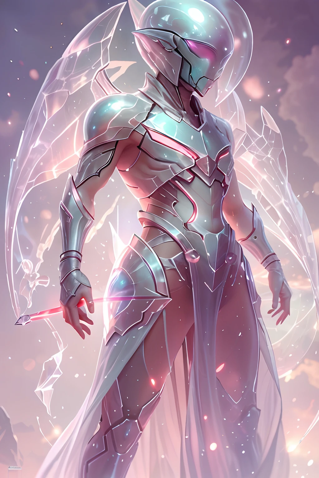 Translucent ethereal alien warrior