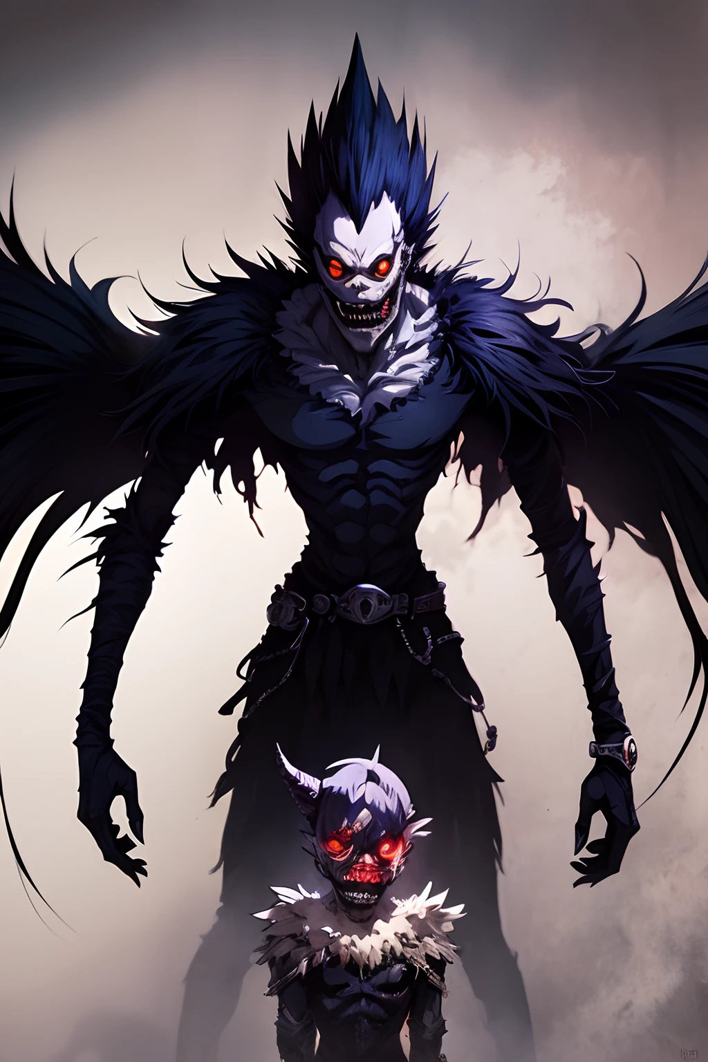 tmasterpiece，highest  quality，death note，1boy，Black haired demon creature，shinigami，4k manga wallpapers, high definition anime art, dark but detailed digital art