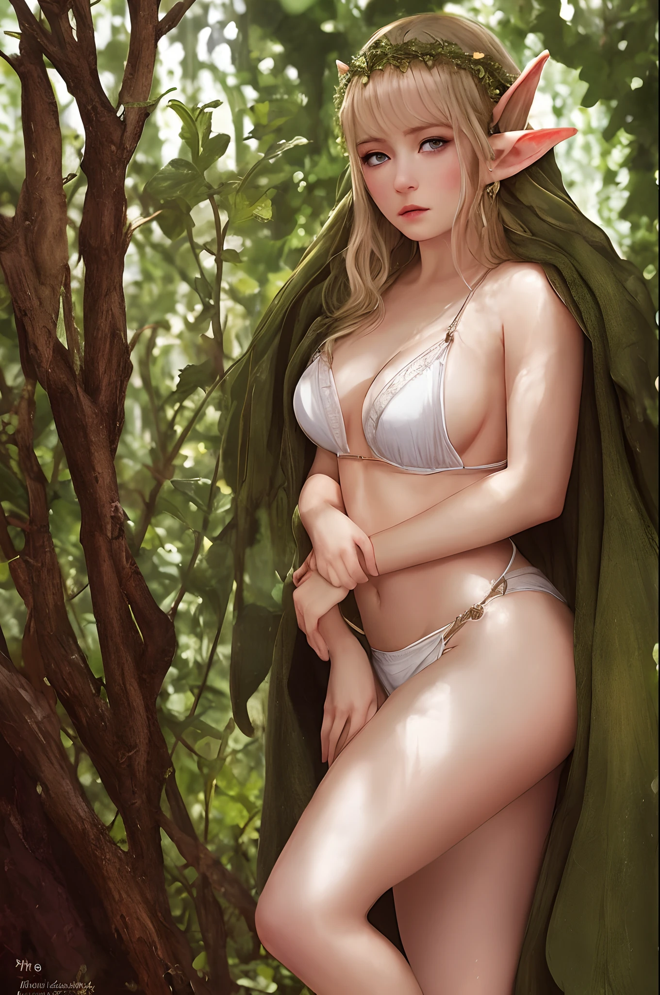 The elven girl, unclothed, covered in scars, rolled her eyes, drooled and teared