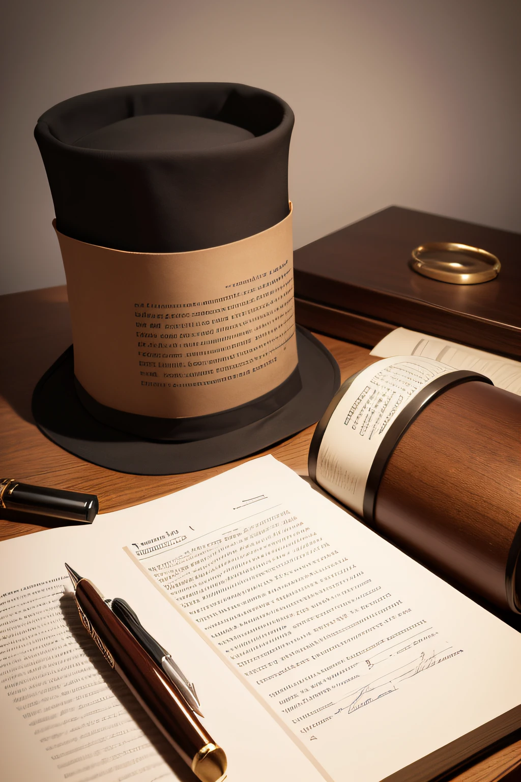 Illustrate Lincoln Stovepipe hat, with documents and notes peeking out