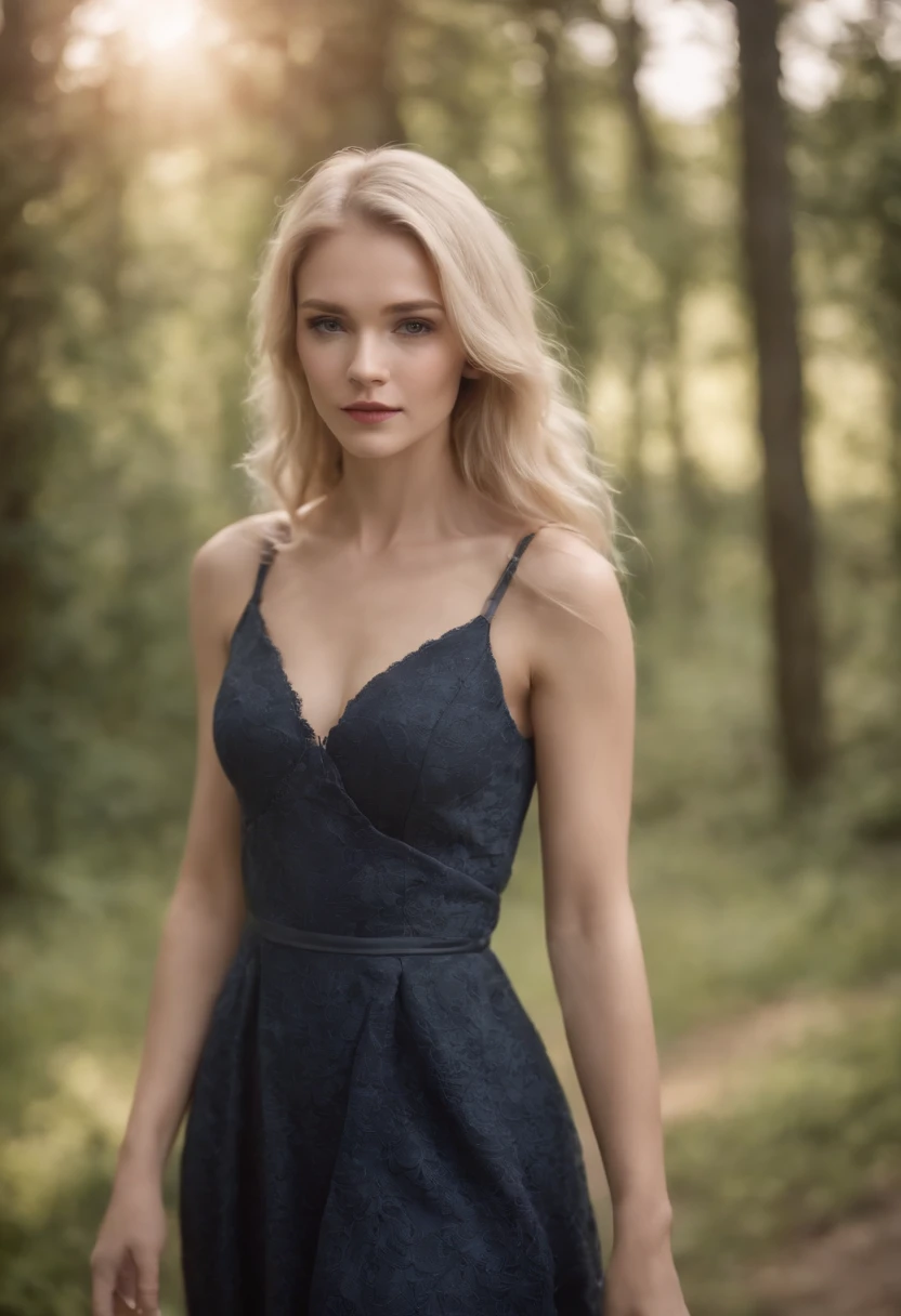 Female Woman Girl Cute Blonde Hair Long Skinny dress On Her