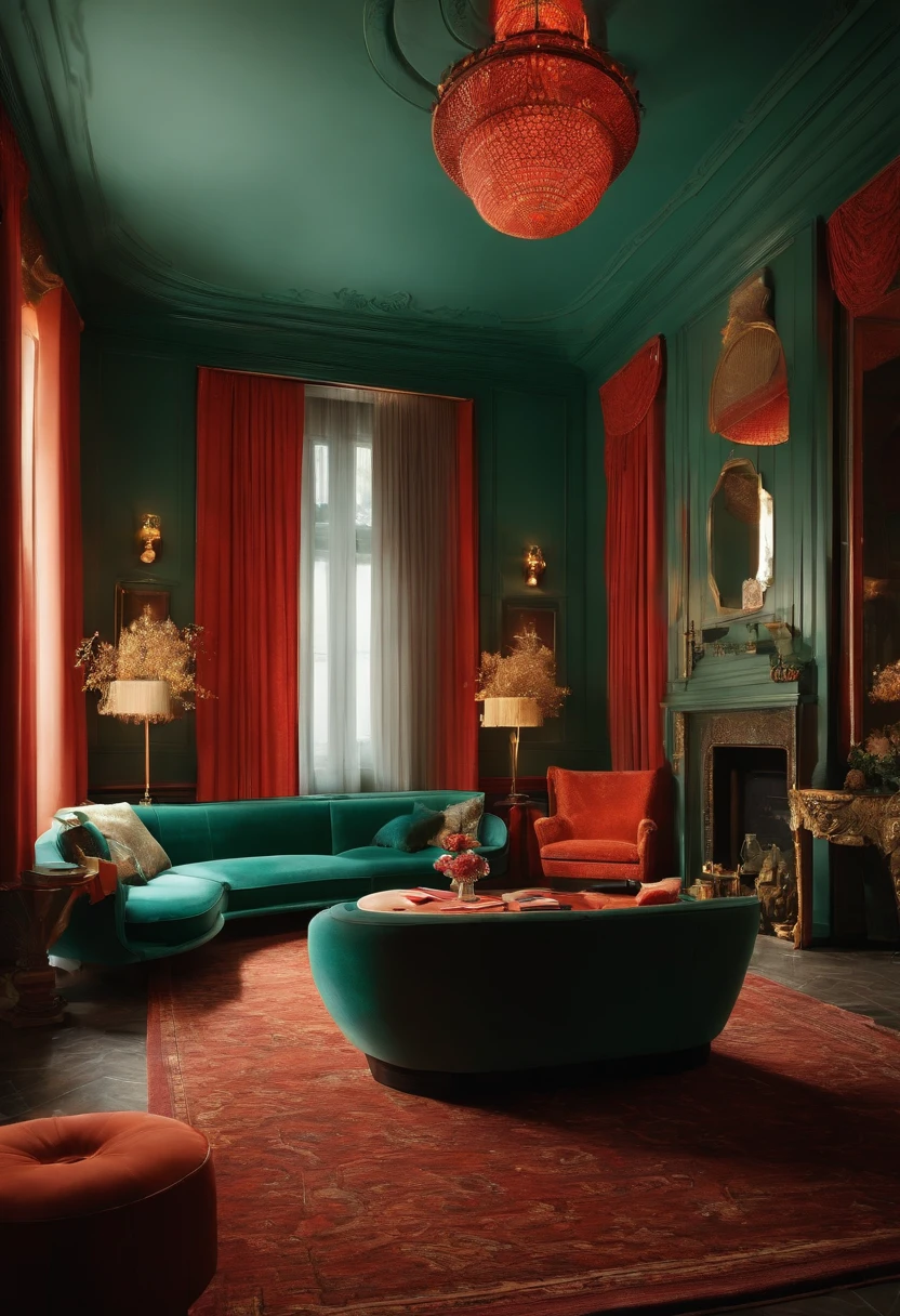 Interior design in the style of Stanley Kubrick, [COLOUR/S]