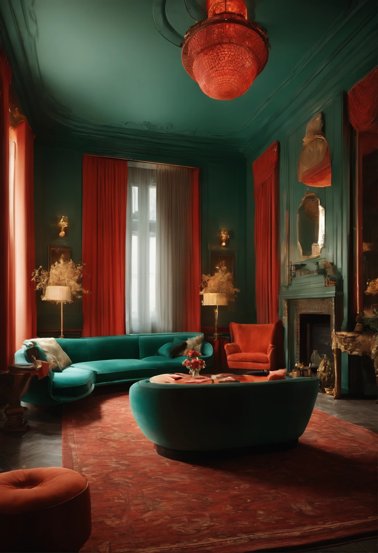 Interior design in the style of Stanley Kubrick, [COLOUR/S]