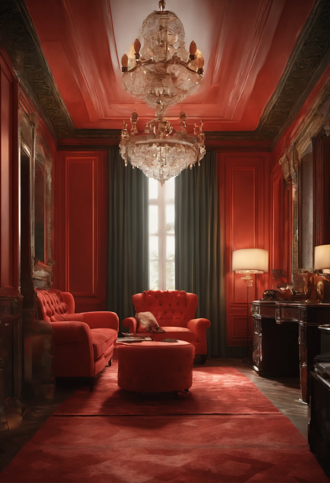 Interior design in the style of Stanley Kubrick, [COLOUR/S]