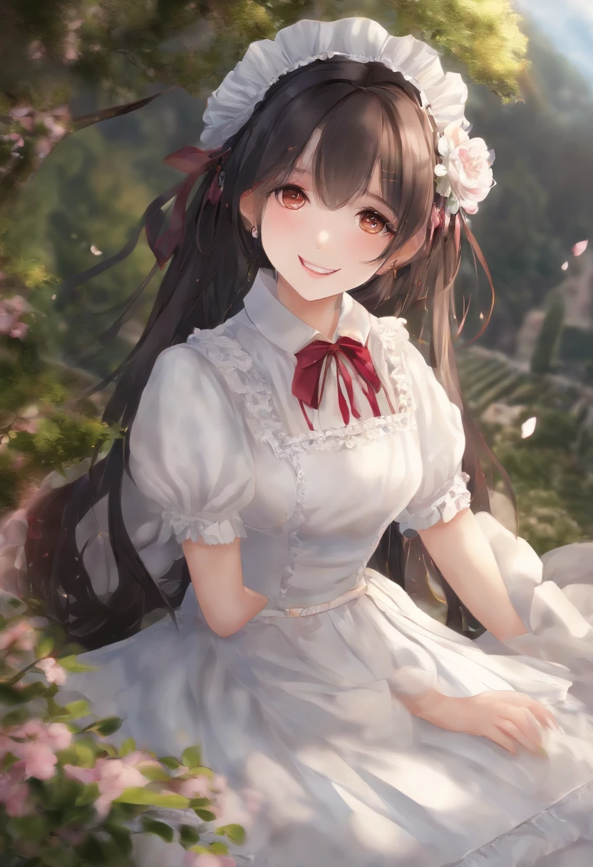 Masterpiece, Best Quality, 1Girl, empty eyes, Utsurome, Maid, Smile