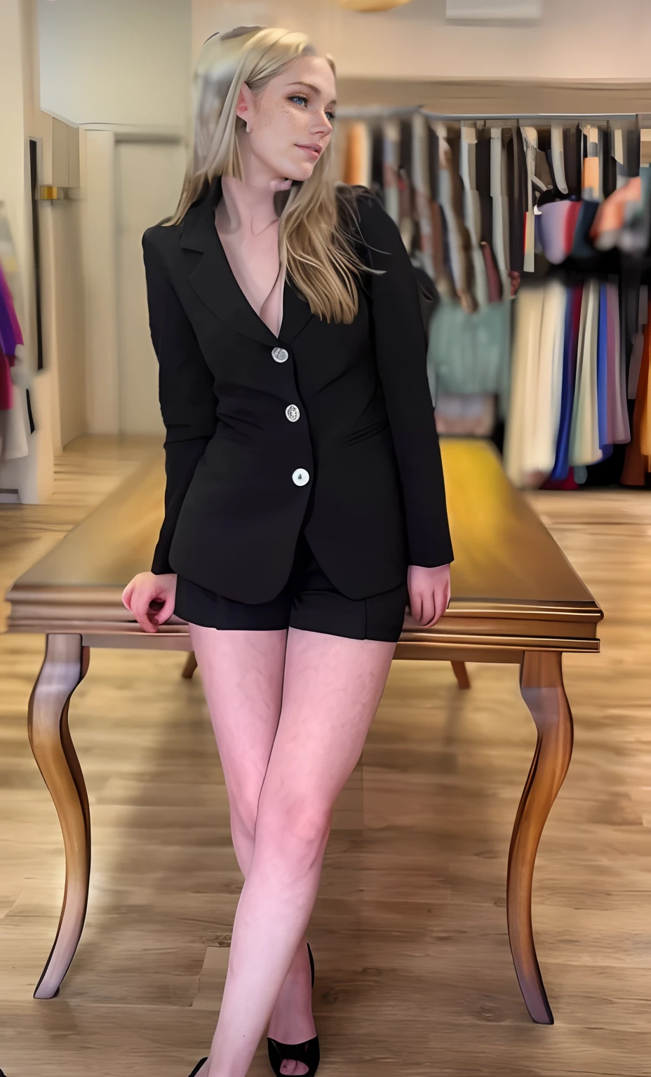 Rosto de uma mulher, americana, 25 anos, pale skin and freckles, olhos cinzas, nariz delicado, soft and delicate lips, cabelo blondie cinza longo e ondulados, sorriso meigo