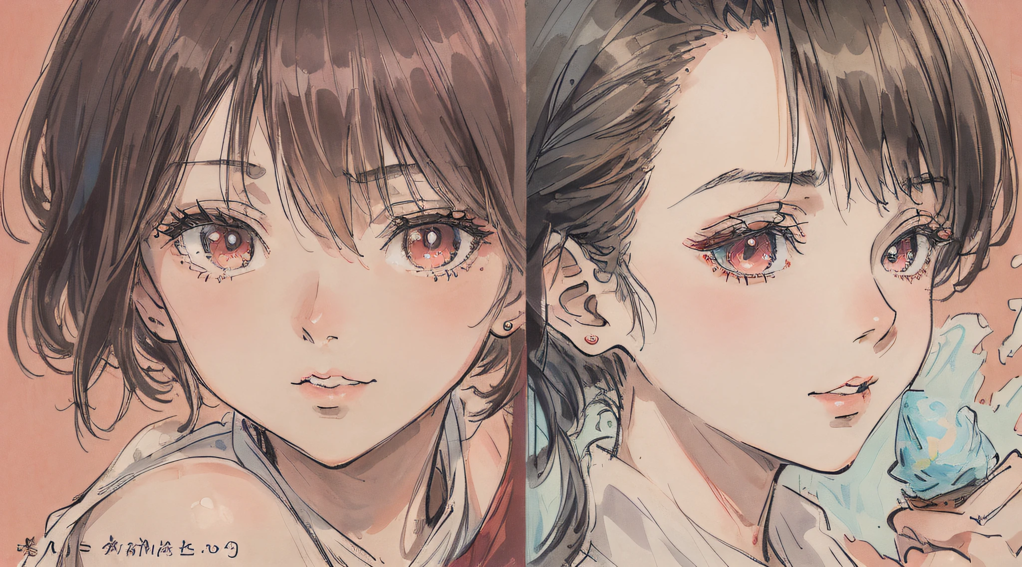 ((top-quality、8k、masterpiece:1.3))、1girl in、a smile、full bodyesbian、Slim Faces、Pretty women、(dark brown hair)、hyperdetailed face、A detailed eye、二重まぶた、blured background、Slim Faces、theme park、Have a soft-serve ice cream
