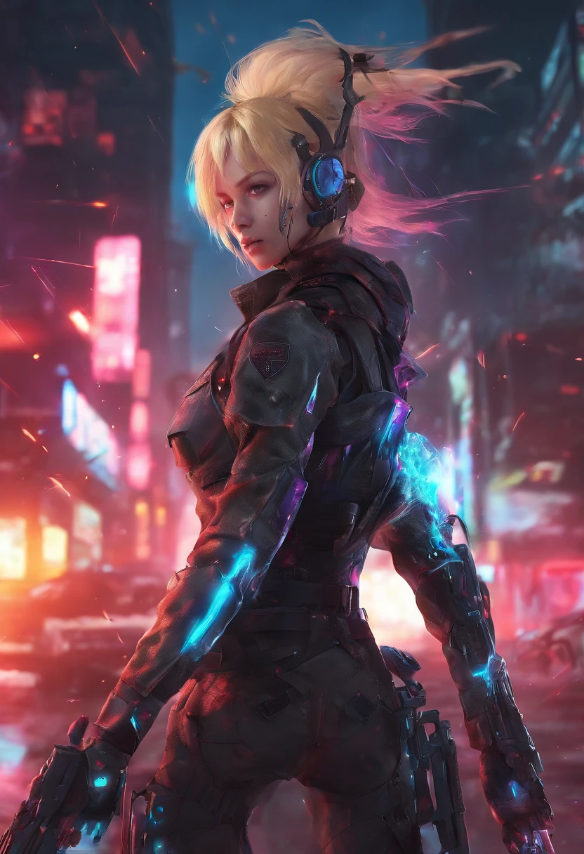 (masterpiece:1.5), (bestquality), (highlydetailed), (ultra-detailed), (1girl:1.2), (full body:1.2), (young girl), (blonde hair), (weapon in hand), (war battle scene), (bloody atmosphere), (smoke), (fire), (corpses), (chaotic background), (explosions), (torn clothing), (determined expression), (sweat and dirt), (injured), (dynamic pose), (broken armor), (burnt landscape), (fighting stance), (smoldering debris), (flames:1.3), (battle cries), (sounds of war:1.1)