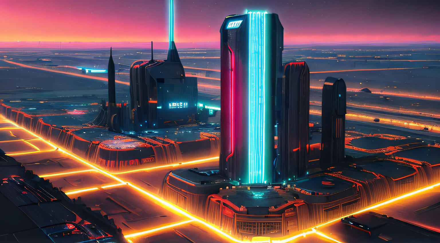 (Best quality),(masterpiece),(ultra detailed),(high detailed),(extremely detailed),Isometric view of massive futuristic cyberpunk city on mars at night, neon lights, cyberpunk style, sci-fi, dystopian