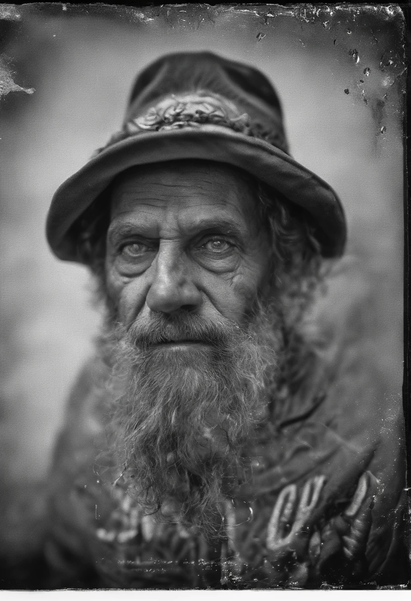 Um retrato de um velho mago, barbudo, enrugado, envelhecido, com olhos penetrantes, rosto detalhado, detalhes altos, olhando para o espectador, fotografia, studio dark, luz de aro, Nikon D850, 50mm, f/1.4 em 8k.
