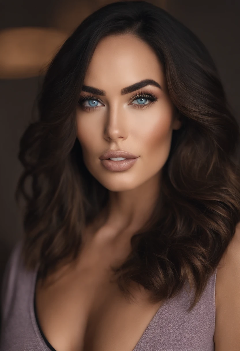 mulher com regata e calcinha combinando, ??????????? com olhos azuis, Retrato de Megan Fox, cabelos pretos e olhos grandes, Selfie de uma jovem mulher, Olhos no quarto, Violeta Myers, ohne Maquiagem, maquiagem natural, staring directly at camera, Rosto com Artgram, dezentes Maquiagem, Impressionante tiro de corpo inteiro, no quarto, no bar e no clube