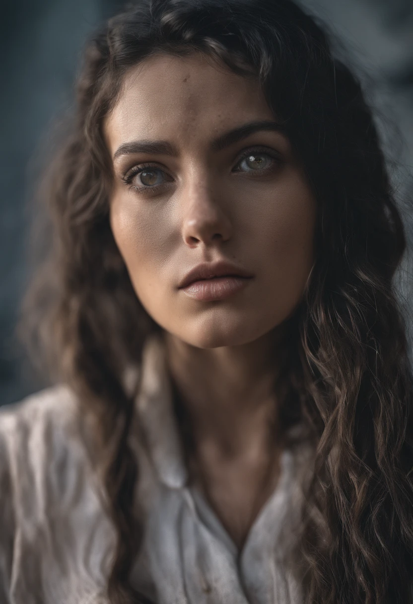 Masterpiece, absurdres, award winning photo, extremely detailed, amazing, fine detail, extremely detailed eyes and face, by lee jeffries nikon d850 film stock photograph 4 kodak portra 400 camera f1.6 lens rich colors hyper realistic lifelike texture dramatic lighting unrealengine trending on artstation cinestill 800 tungsten, beautiful woman, long black hair, posing for a picture , perfect face, perfect body, sitting