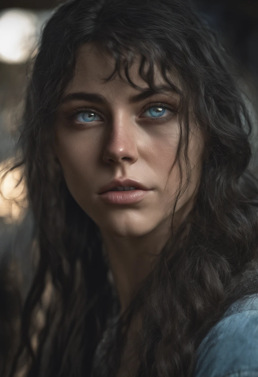 Masterpiece, award winning photo, extremely detailed, amazing, fine detail, extremely detailed eyes and face, by lee jeffries nikon d850 film stock photograph 4 kodak portra 400 camera f1.6 lens rich colors hyper realistic lifelike texture dramatic lighting unrealengine trending on artstation cinestill 800 tungsten, beautiful woman, long black hair, perfect face, perfect body, perfect pale blue eyes, sitting