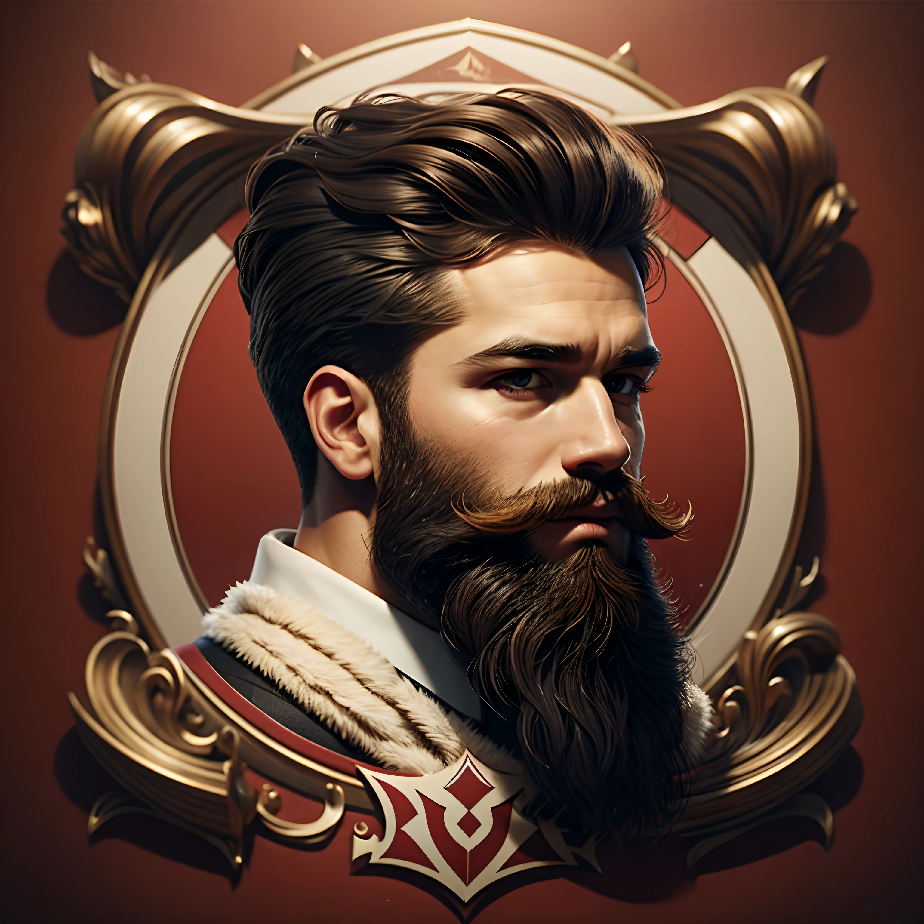 barbershop logo, face,beard,detailed,bottomless