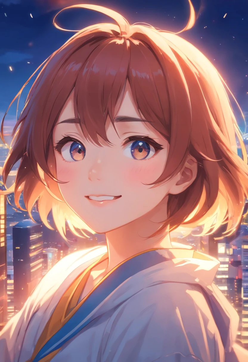 Hololive Korone Inugami, high-quality, realistic portrait, beautiful detailed eyes, beautiful detailed lips, extremely detailed expression, long eyelashes, cute smile, vibrant colors, soft lighting, professional rendering, bokeh background, anime style, close view:1.15