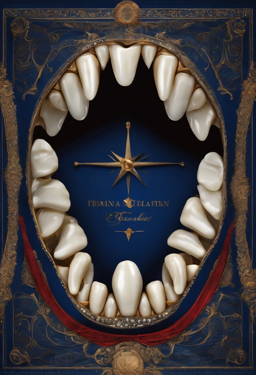 realistic scheme of the internal and external constitution of a tooth with a dark blue background