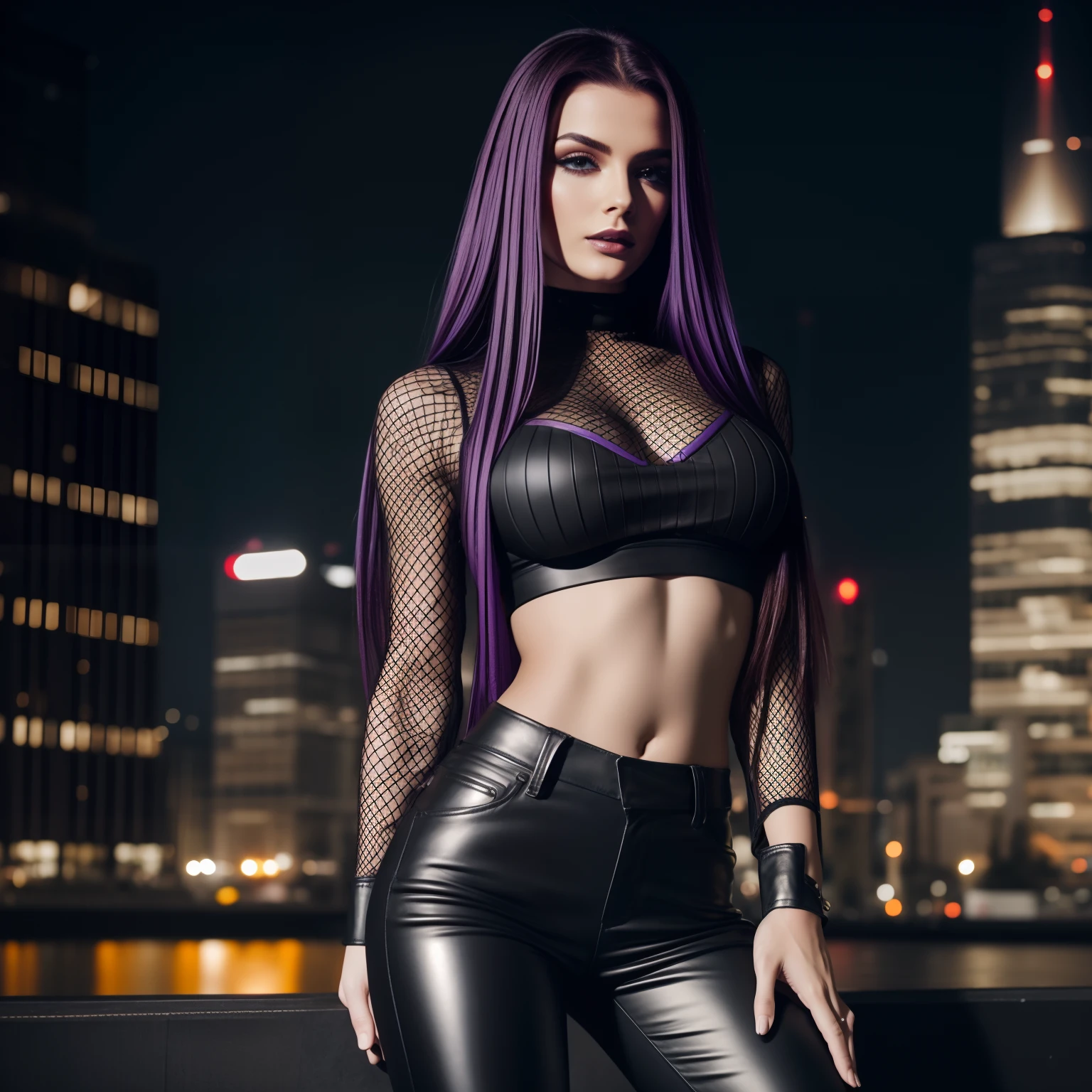 Black leather pants, hands