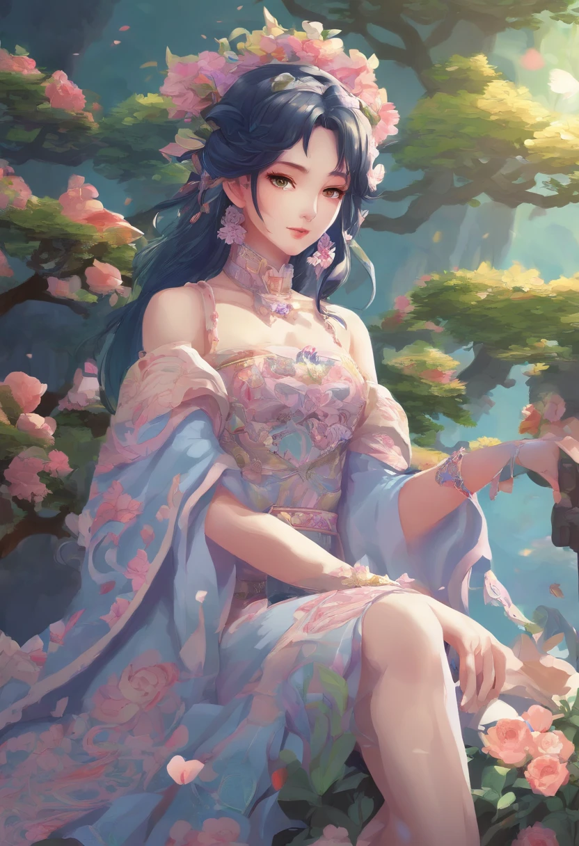 Donghua, a woman ('Xiao wu' soul land) in a costume is posing in a garden, stuning fantasy 3 d render, anime woman fullbody art, inspired by Xiao wu, soul land donghua character, dynasty princess, cgsociety 9, 3 d anime realistic, female anime character, ”beautiful anime woman, by Lü Ji, realistic anime 3 d style, artdoll, xianxia, 2. 5 d cgi anime fantasy artwork