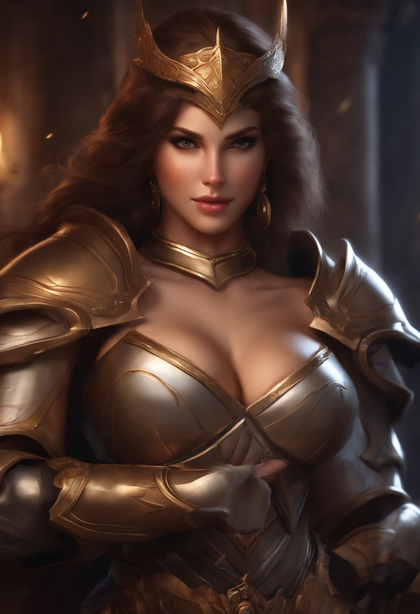 ultra realistic, ((gorgeous)), (((NSFW))), Panties, league of legends, highres, 1girl, ultra-detailed, (beautiful detailed face and eyes and hair:1.1), masterpiece, perfect face, beautiful face, textured skin, beautiful detailed face, sensual, beautiful eyes, masterpiece, intricate details, 1girl, looking at viewer ,solo, seductive, erotic, Extremely beautiful, large breast, pretty woman, beautiful woman, half body, perfect, hair ornament, brown eyes, (armor:1.2), leona \(lol\), heroic pose