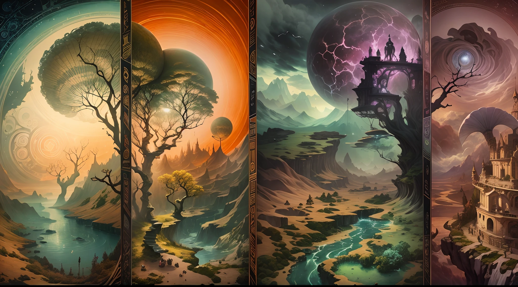 (melhor qualidade, Realistic:1.37),dark and surreal illustrations,absurd representation of a world beyond any standard,strange and fantastic creatures,unsettling and dreamlike landscapes,formas fluidas e distorcidas,evocative and symbolic images,cores vibrantes e contrastantes,Perspectivas alucinantes,experimental and unconventional techniques,linha de trabalho detalhada e complexa,Unpredictable and dynamic compositions,atmosfera estranha e perturbadora,elementos inesperados e justapostos,mysterious and mysterious illumination,cenas sobrenaturais e bizarras,narrativas estranhas e distorcidas,Simbolismo complexo e multicamadas,narrativa irrestrita e imaginativa,conceitos instigantes,Magical and metaphysical realms,Unrestricted and unlimited imagination,Unrealistic and distorted proportions,melancholic and surreal emotions,Uncensored and bound-crossing content,abstract and uncorrelated forms,realidades desestruturadas e fragmentadas,criatividade desenjaulada e descontrolada,absence of logic and reason,quebrando todas as normas e regras,transcendental and transcendental experiences,momentos sublimes e inspiradores,Unrealistic and paradoxical scenarios,dreamy and hallucinatory aesthetics,disconnected and dissociative sensations,Unclassifiable and incomprehensible ideas.