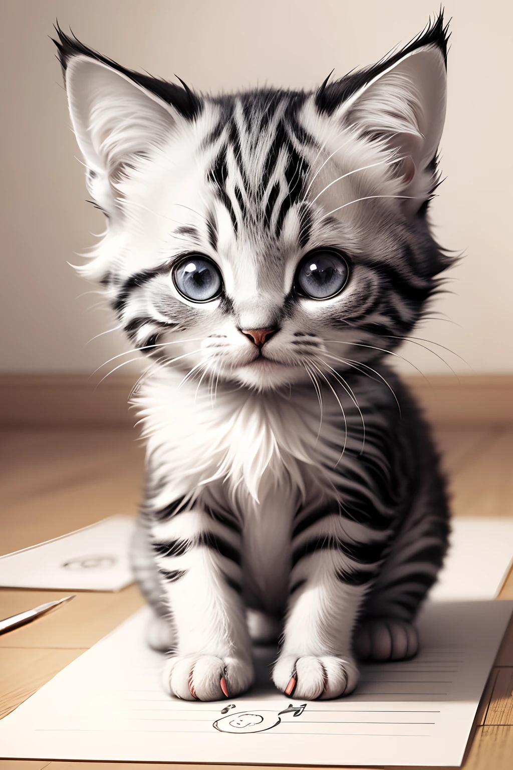 Kitten, pencil drawing