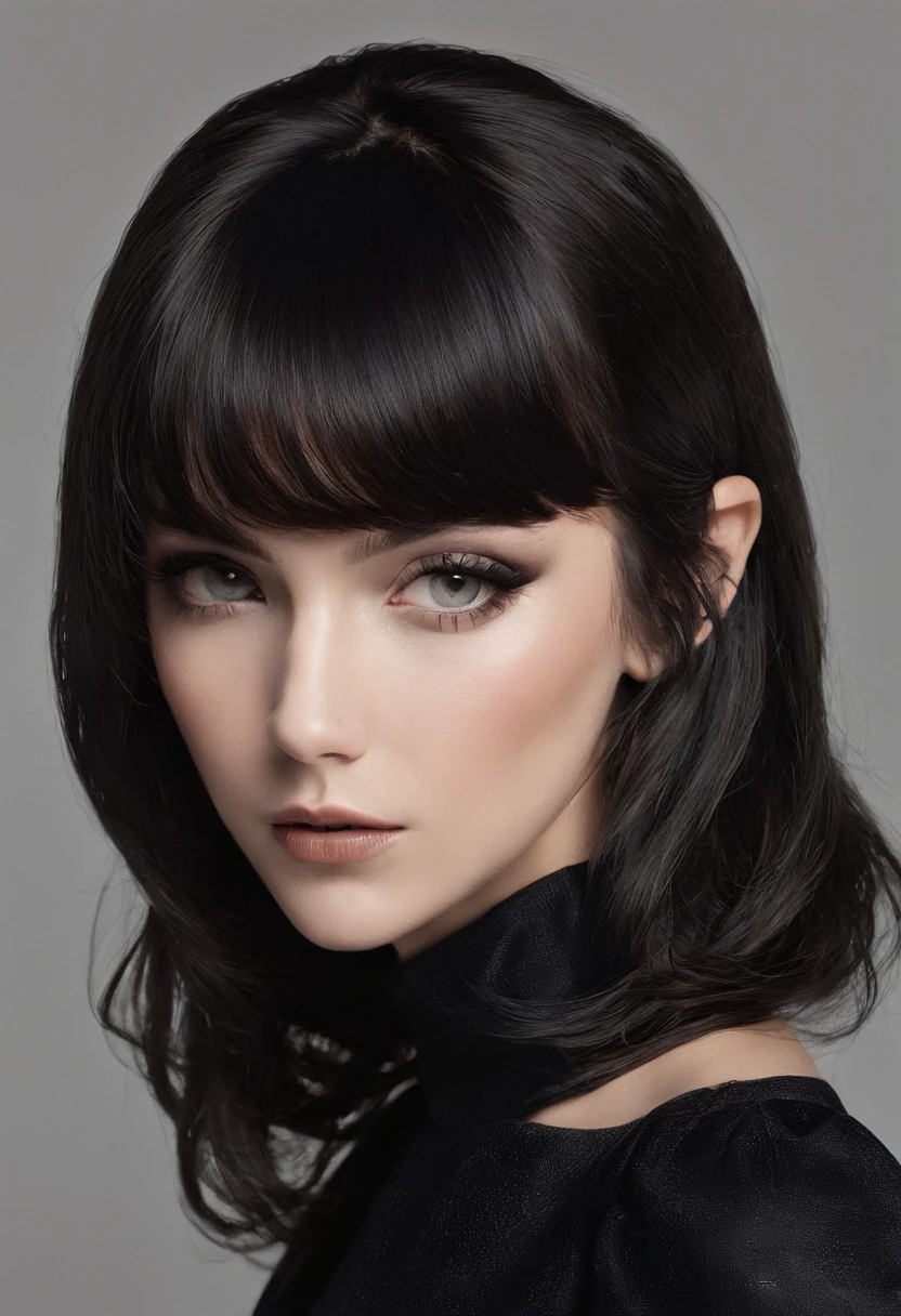 imagen realista mujer con el cabello negro y liso