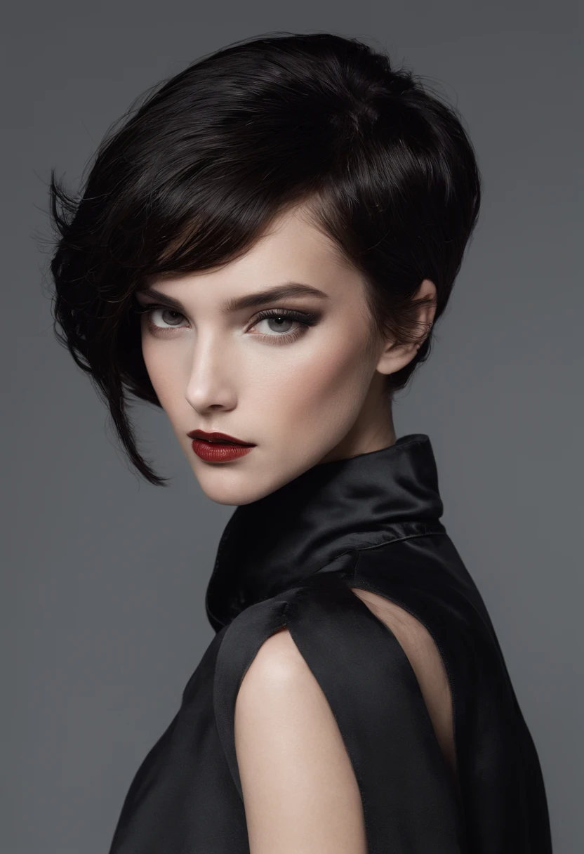 imagen realista mujer con el cabello negro y liso