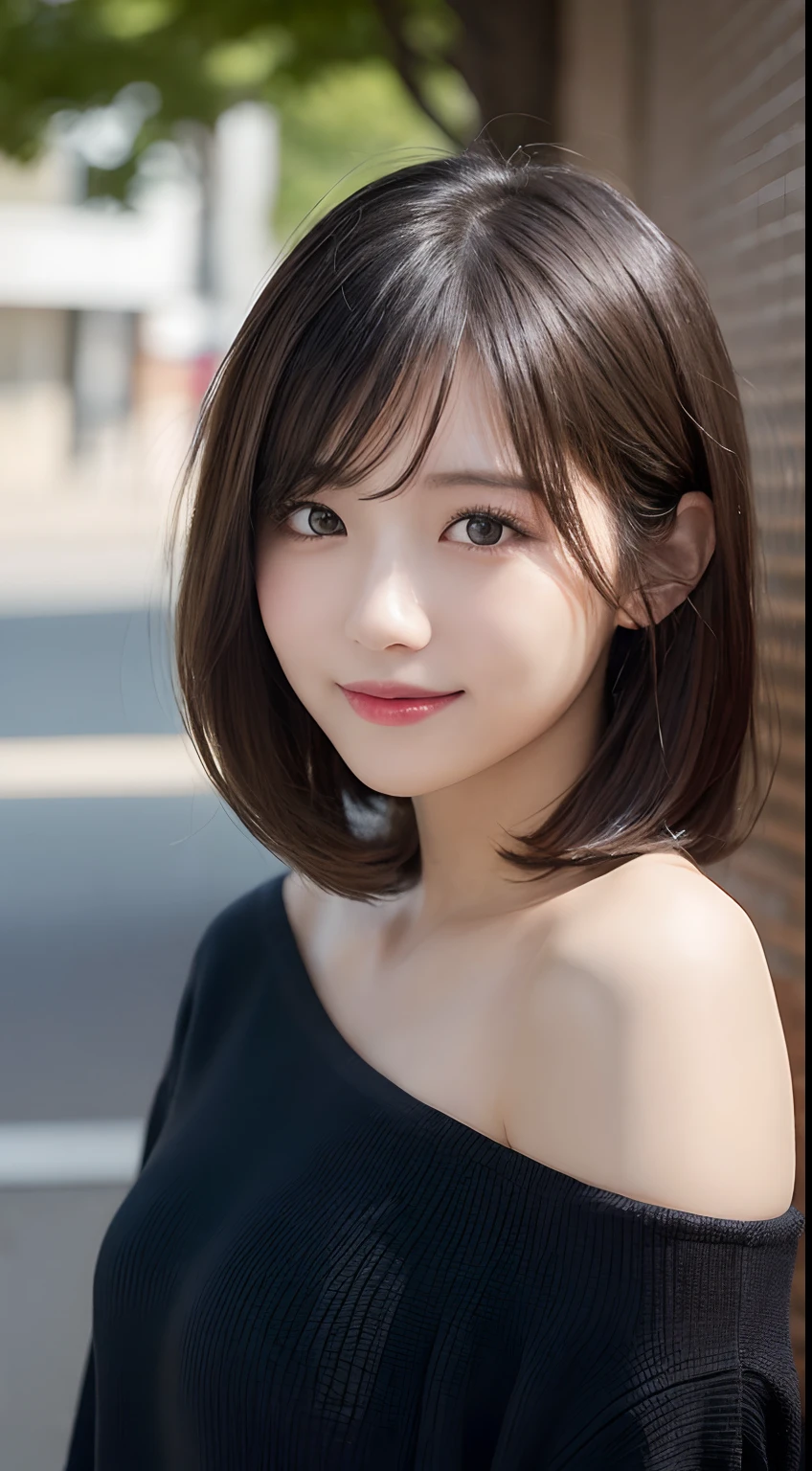 masutepiece, Best Quality, Illustration, Ultra-detailed, finely detail, hight resolution, 8K Wallpaper, Perfect dynamic composition, Beautiful detailed eyes, doress, short Hair, mid-chest, Natural Color Lip, Random and sexy poses,Smile, Blurred park at night background、20 years girl、Colossal 、Too much exposure、tank top(black)、Exposing the chest、Slid、I keep my hair tied up